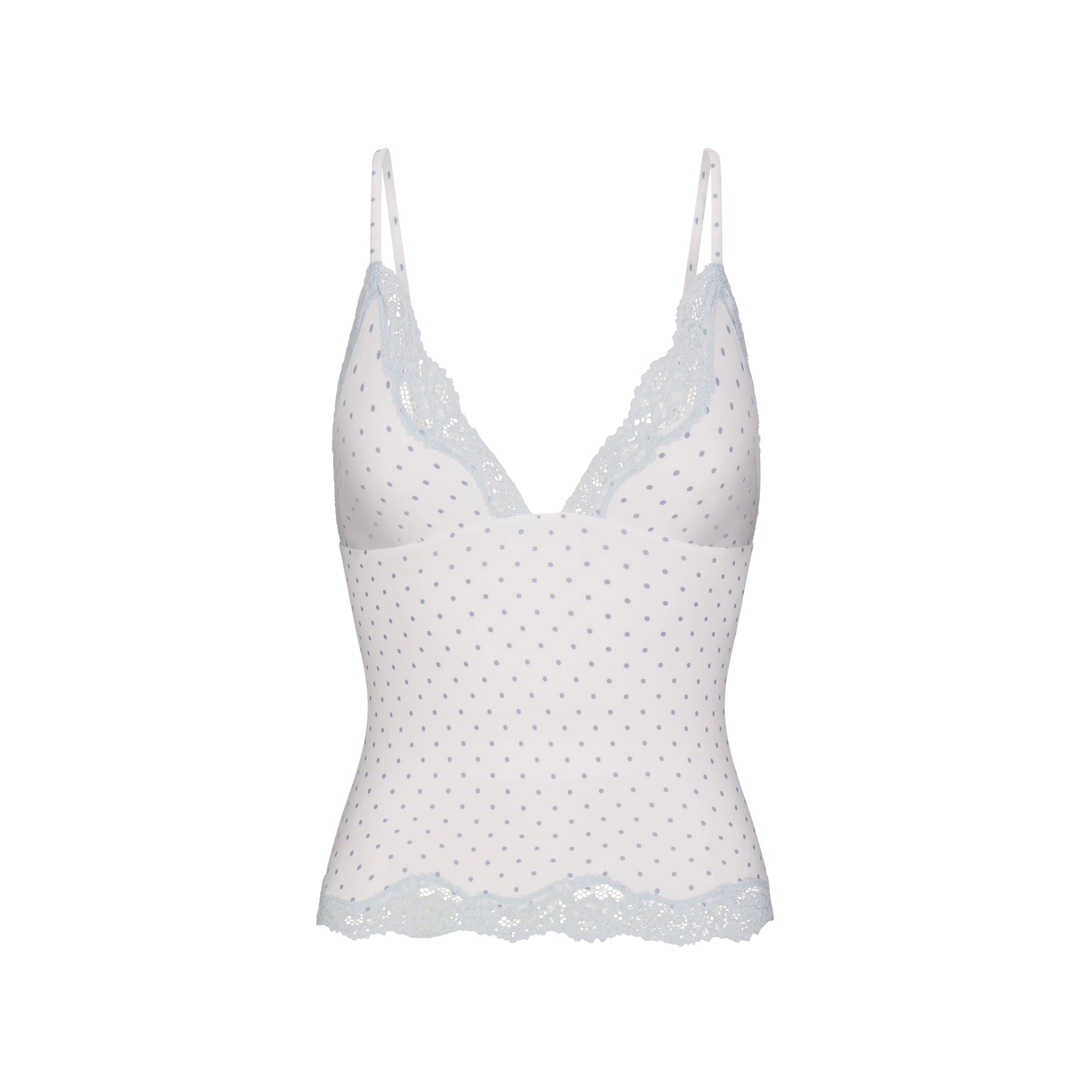 FITS EVERYBODY LACE TRIANGLE CAMI AND BOY SHORT SET | SLATE PIN DOT PR ...