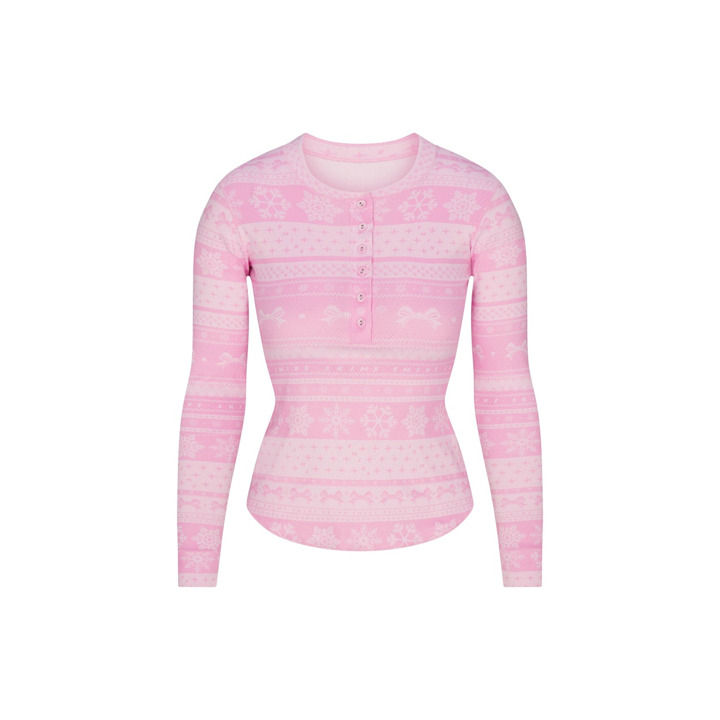 LOGO PLUSH POINTELLE HENLEY SET | BUBBLE GUM BOW FAIR ISLE