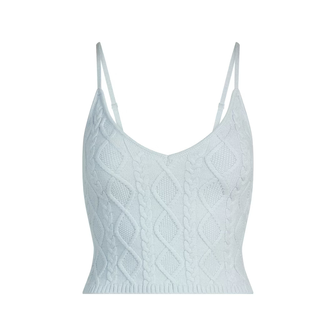 SNOW BUNNY CABLE KNIT TANK | ZEN BLUE