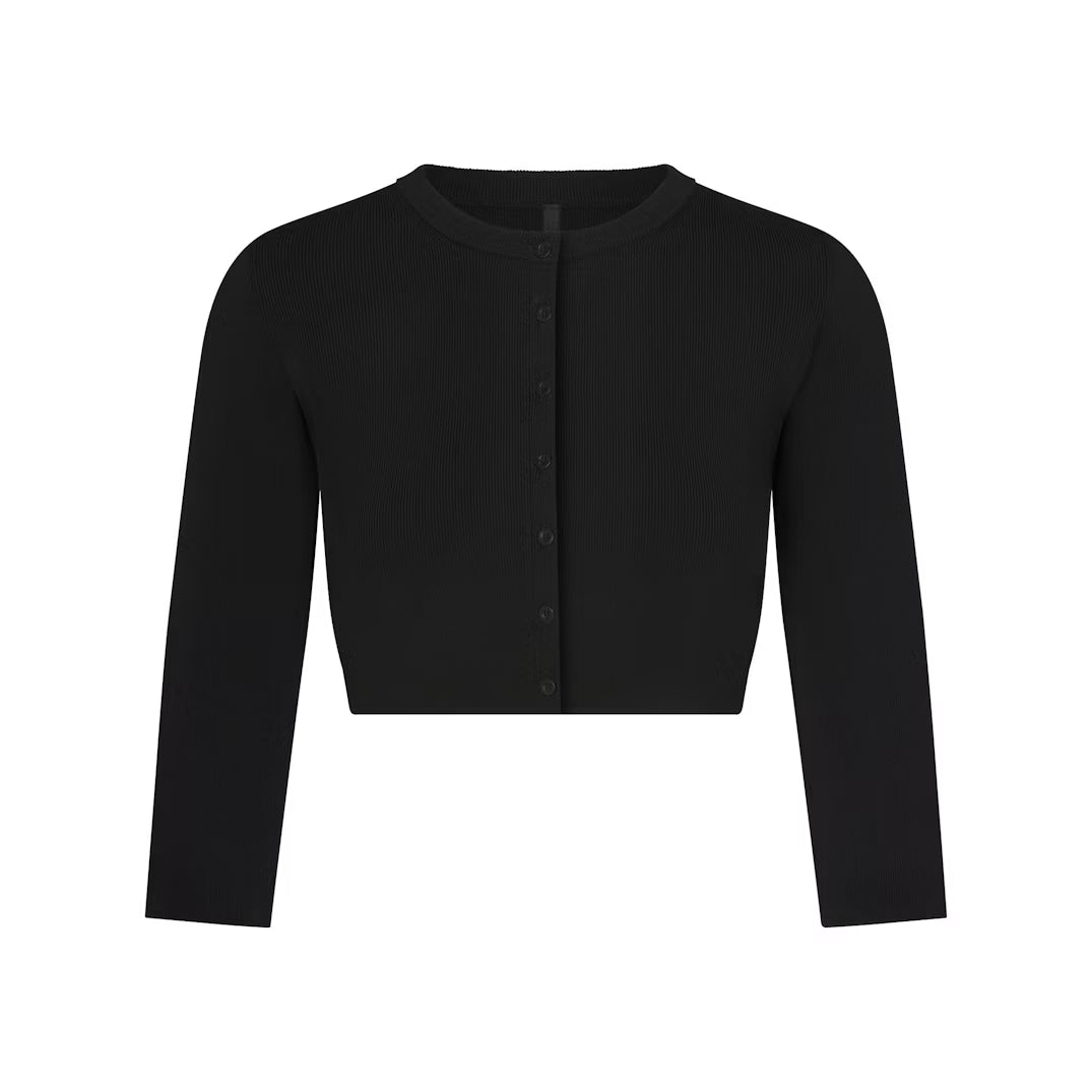 REFINED KNIT CROPPED CARDIGAN | ONYX