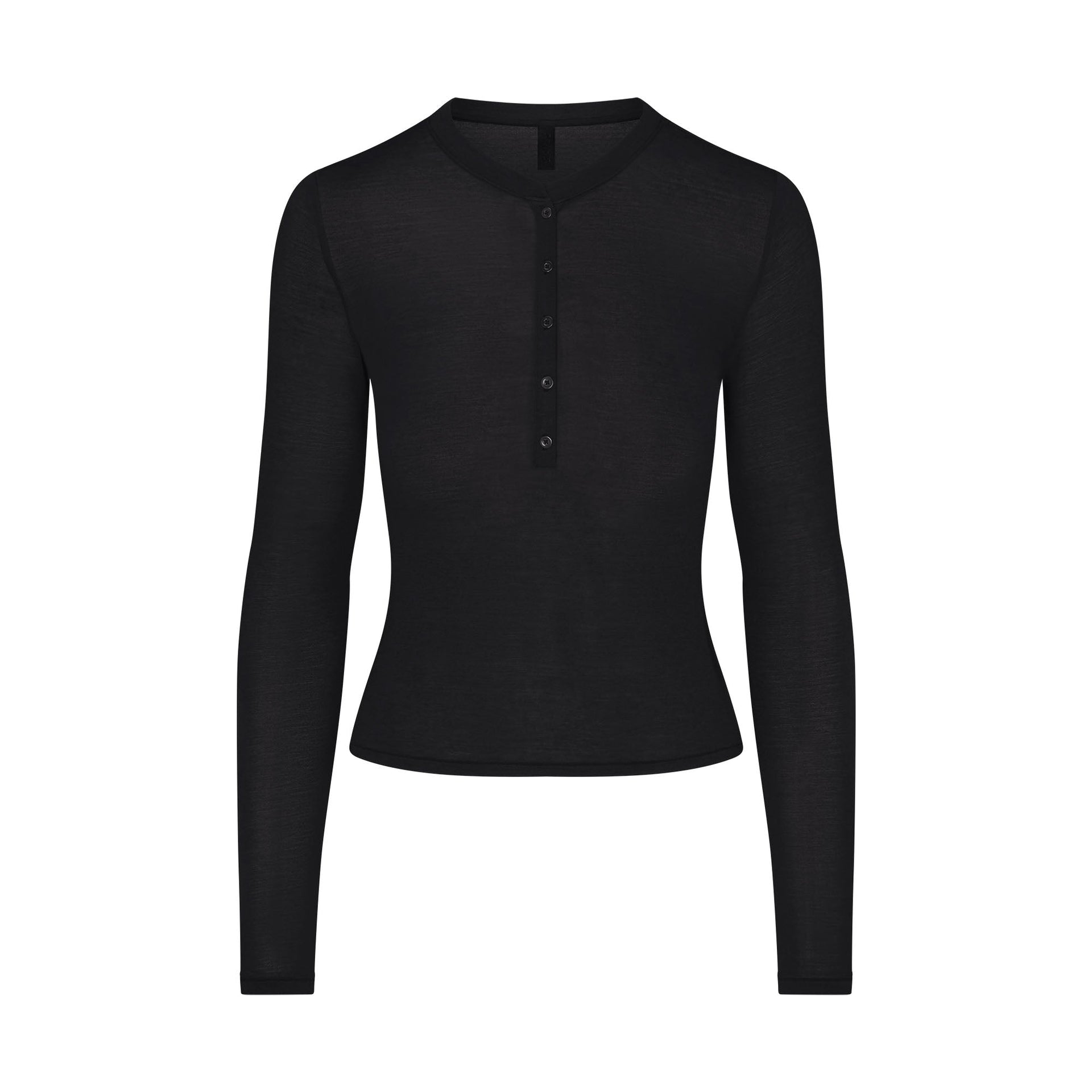 SHEER MODAL CREWNECK HENLEY | ONYX