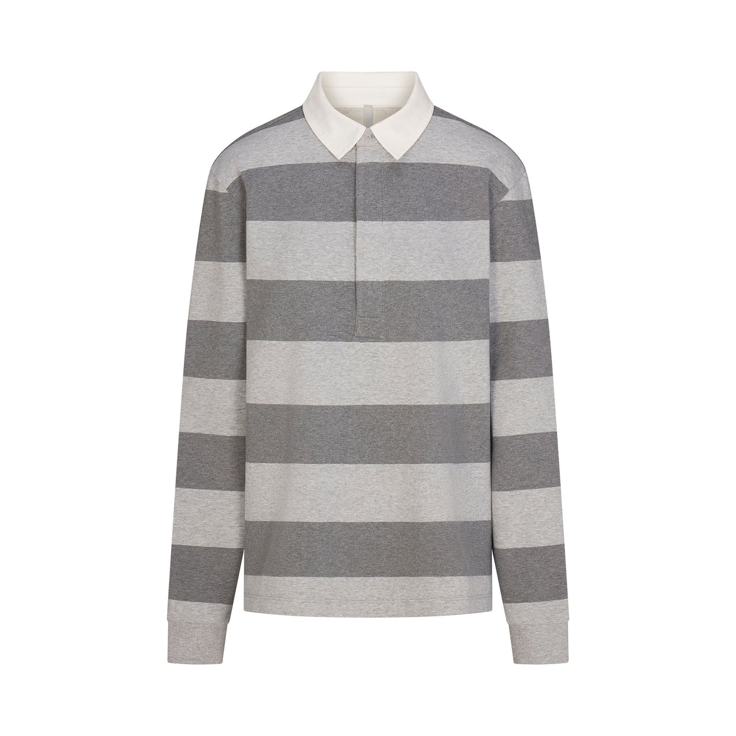 BOYFRIEND FLEECE OVERSIZED POLO | GREY HEATHER MULTI