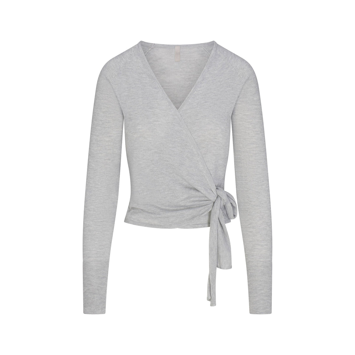 ESSENTIAL KNIT WRAP SWEATER | MID HEATHER GREY