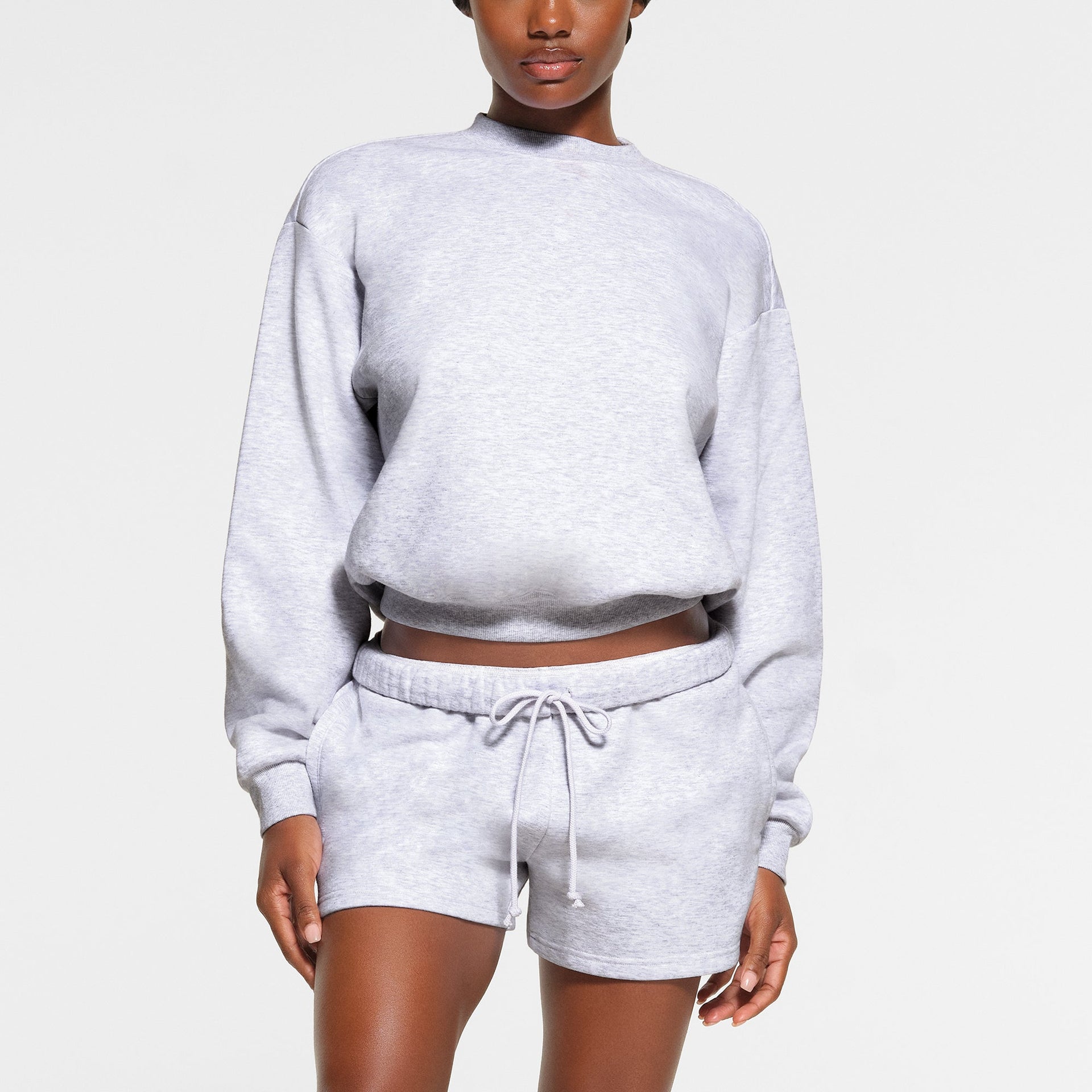 COTTON FLEECE CREWNECK | LIGHT HEATHER GREY