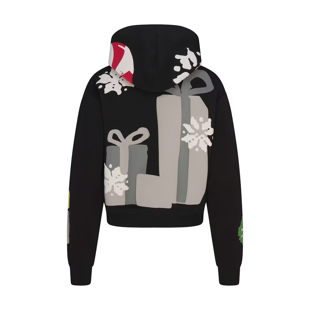 CACTUS PLANT FLEA MARKET X SKIMS COTTON FLEECE HOODIE | ONYX GINGERBREAD PRINT