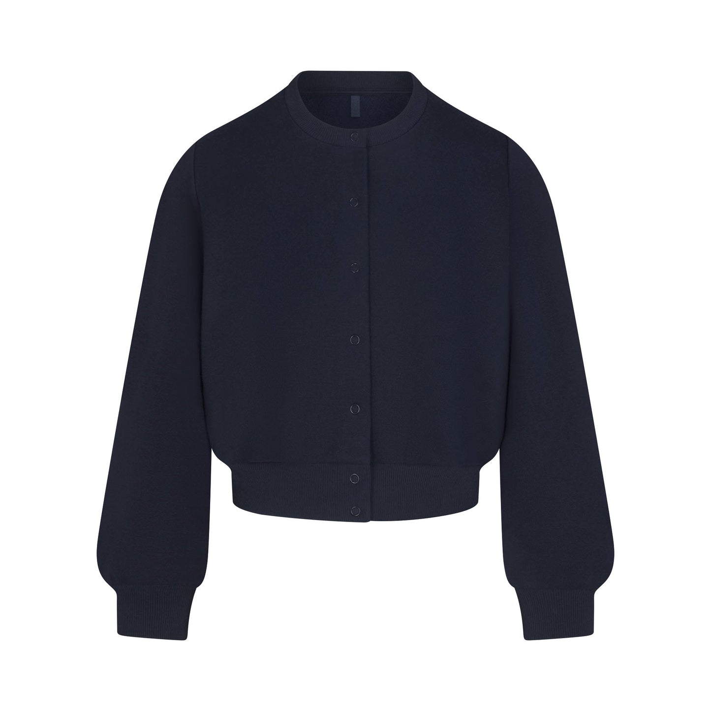 COTTON FLEECE SHRUNKEN CARDIGAN | NAVY