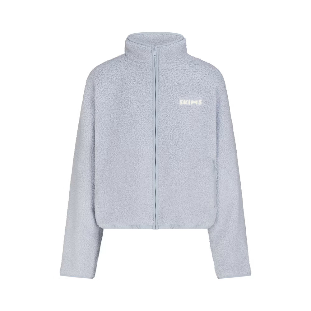 TEDDY BOXY ZIP UP JACKET | FOG