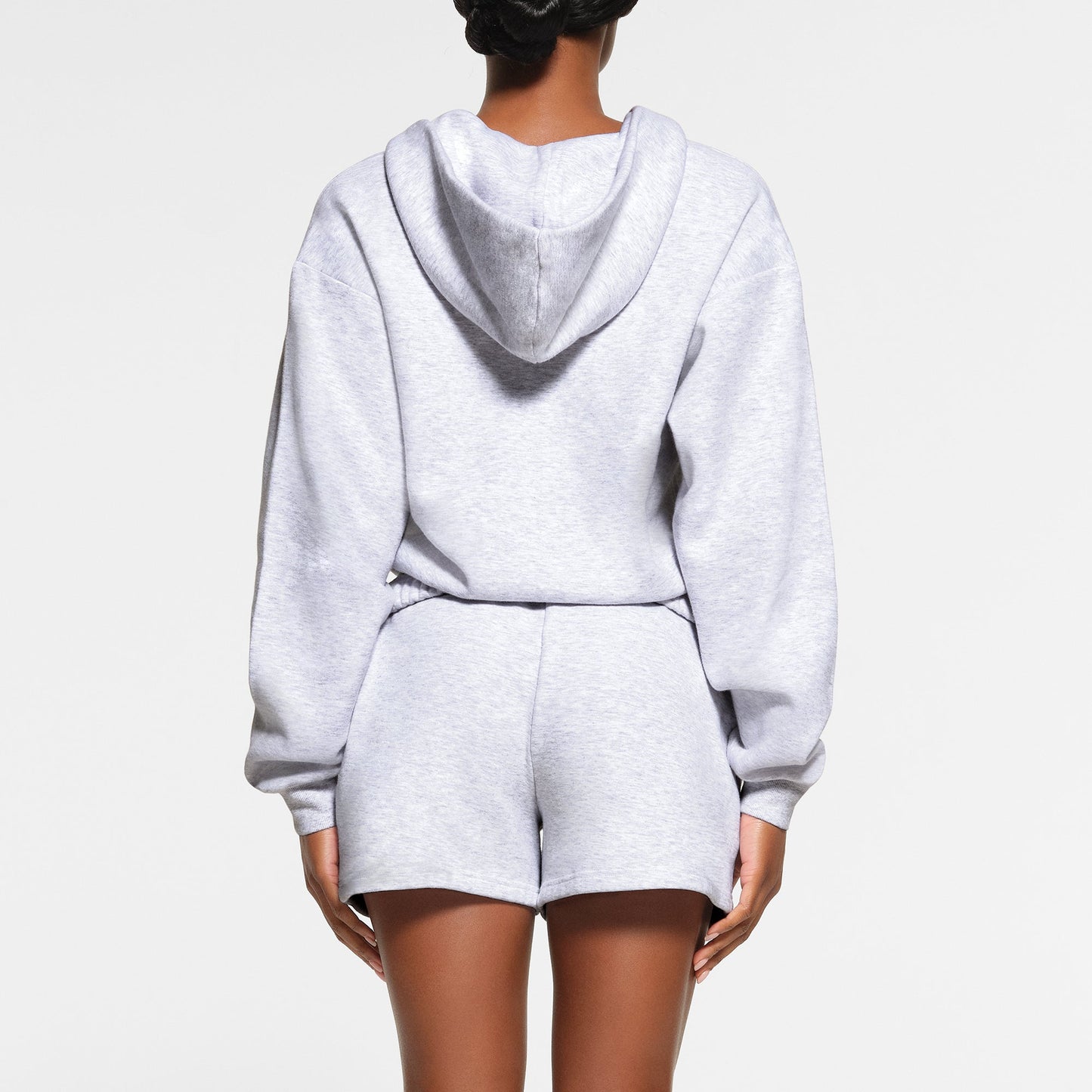 COTTON FLEECE ZIP UP HOODIE | LIGHT HEATHER GREY