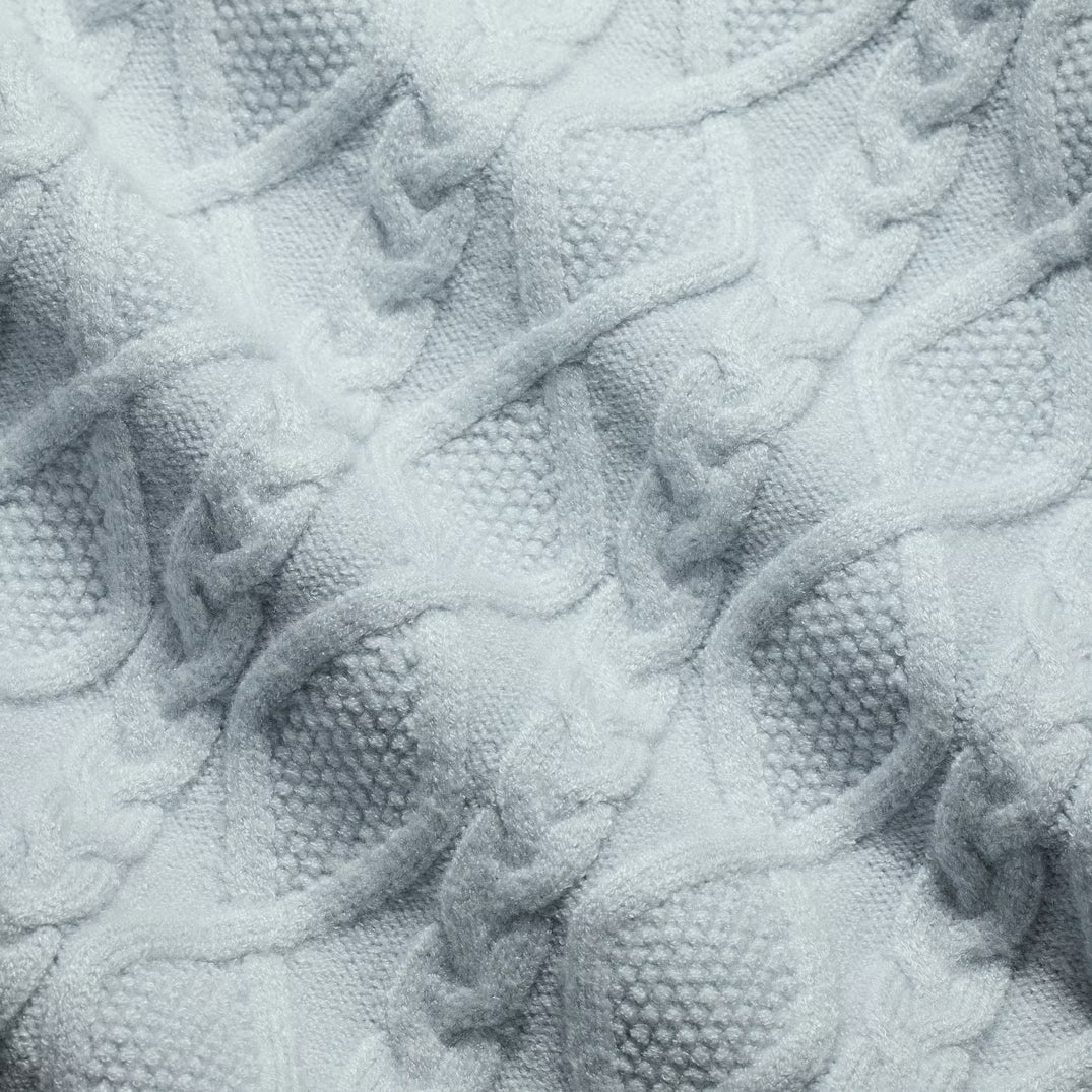 SNOW BUNNY CABLE KNIT SHRUNKEN ZIP UP HOODIE | ZEN BLUE