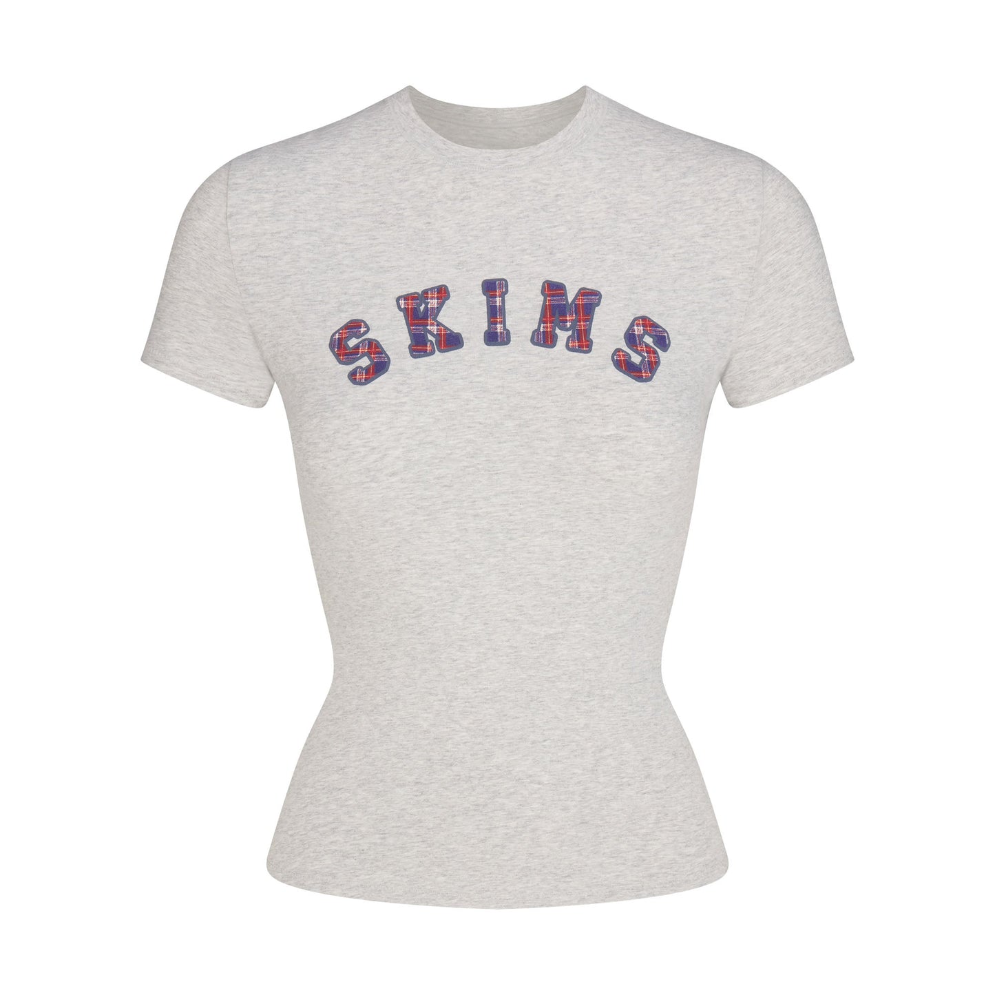 COTTON JERSEY LOGO T-SHIRT | LIGHT HEATHER GREY ARCHED SKIMS PLAID