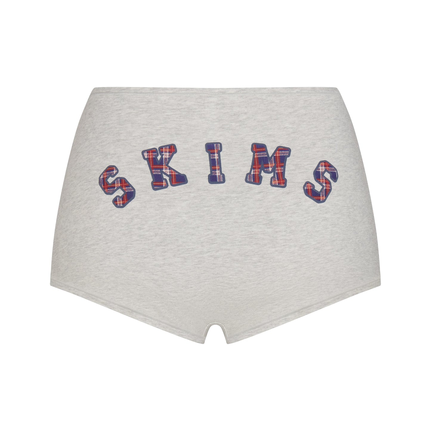 COTTON JERSEY LOGO BOY SHORT | LIGHT HEATHER GREY ARCHED SKIMS PLAID