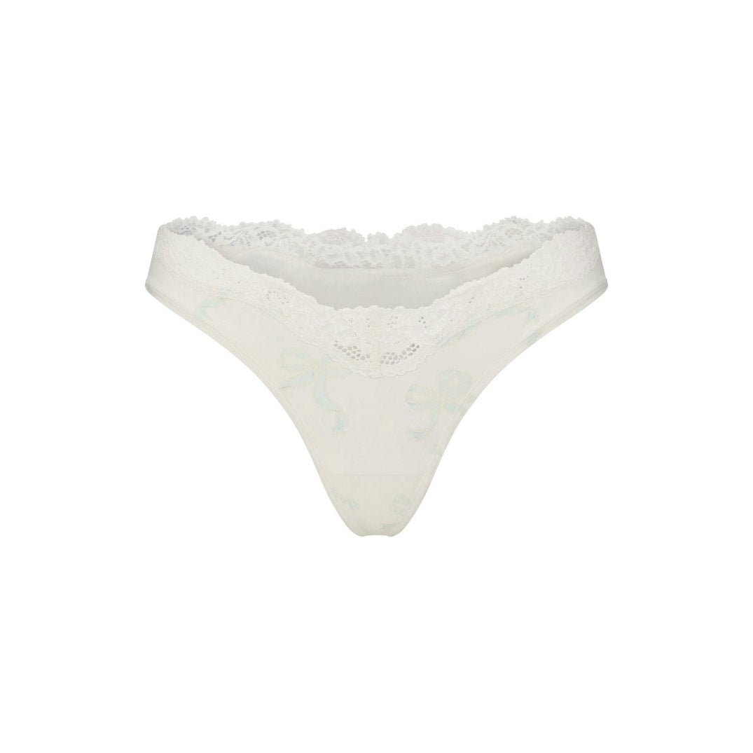 FITS EVERYBODY LACE DIPPED THONG 5-PACK | IVORY PEARL BOW MULTI