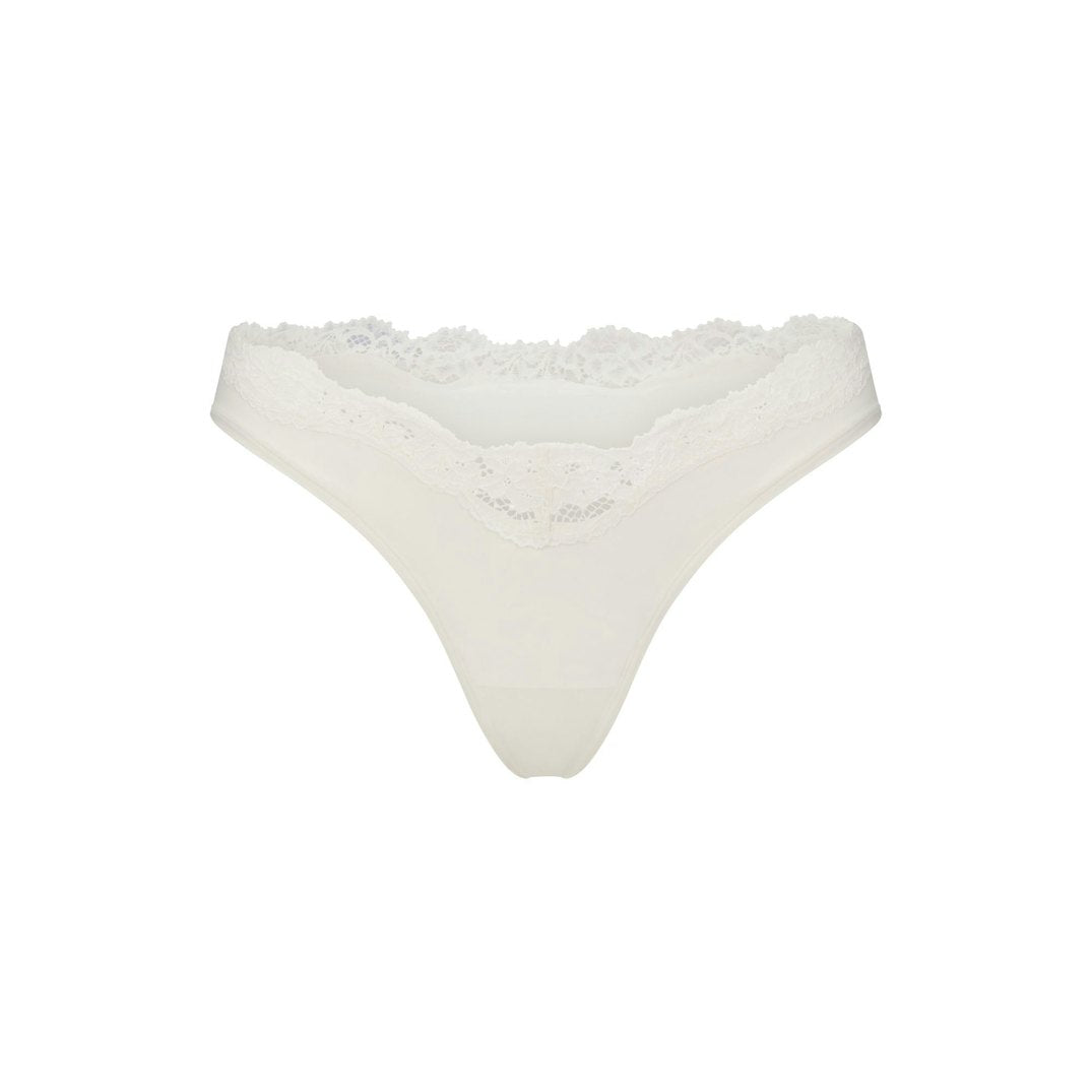 FITS EVERYBODY LACE DIPPED THONG 5-PACK | IVORY PEARL BOW MULTI