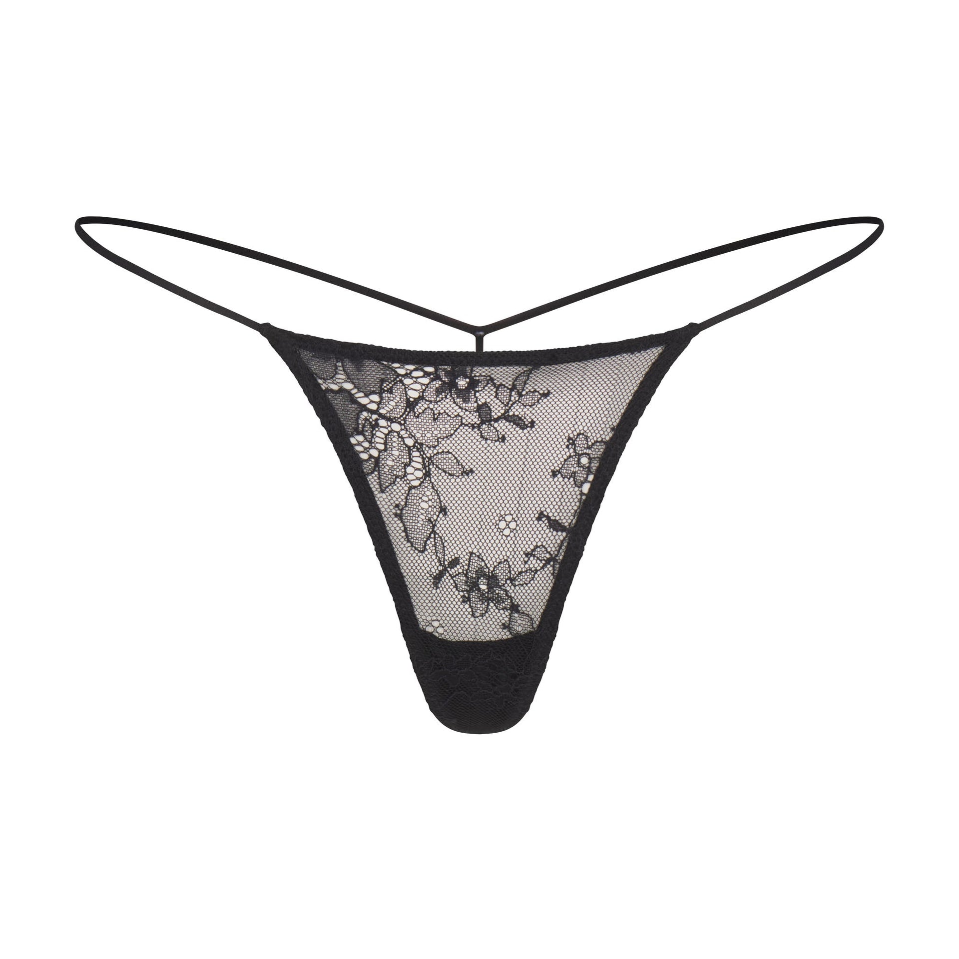 ULTRA FINE LACE MICRO THONG | ONYX