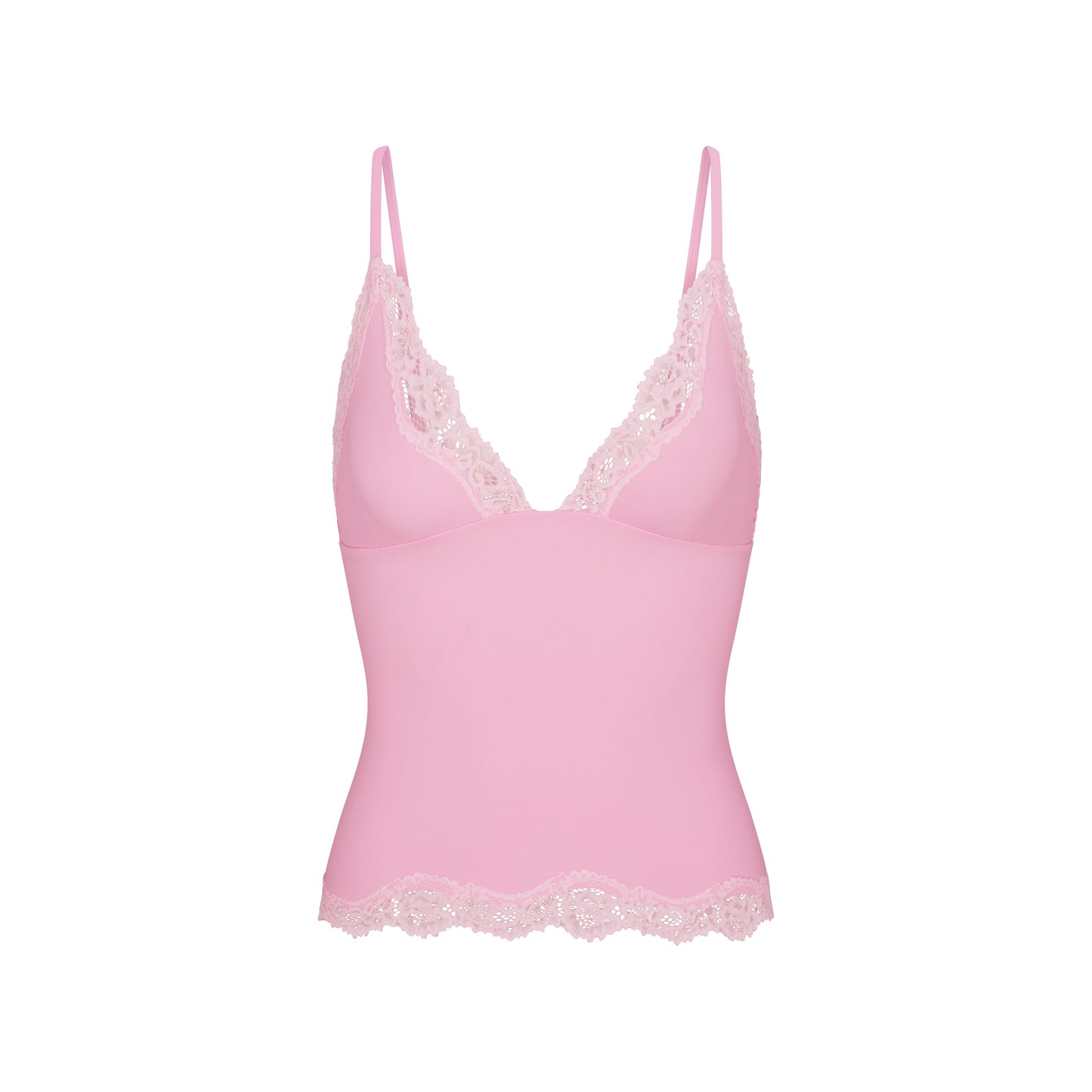 FITS EVERYBODY LACE TRIANGLE CAMI AND BOY SHORT SET | BUBBLEGUM TONAL