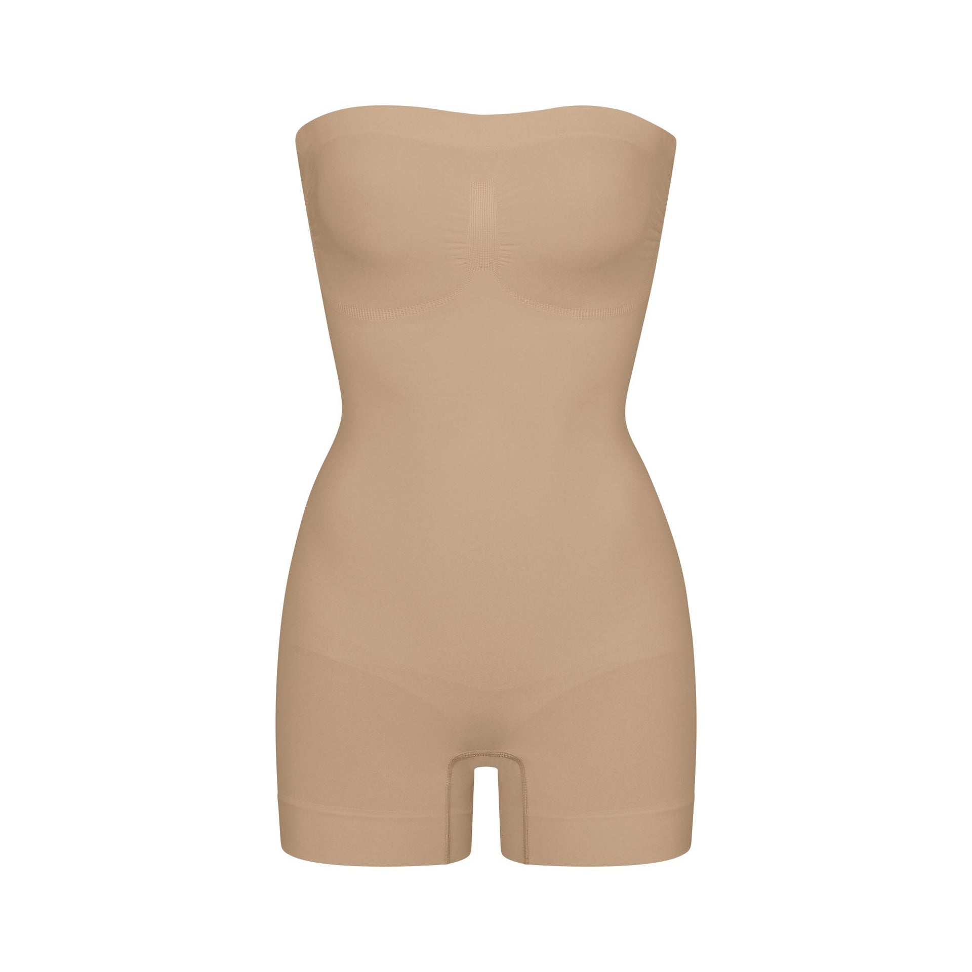 SEAMLESS SCULPT STRAPLESS SHORTIE BODYSUIT | CLAY