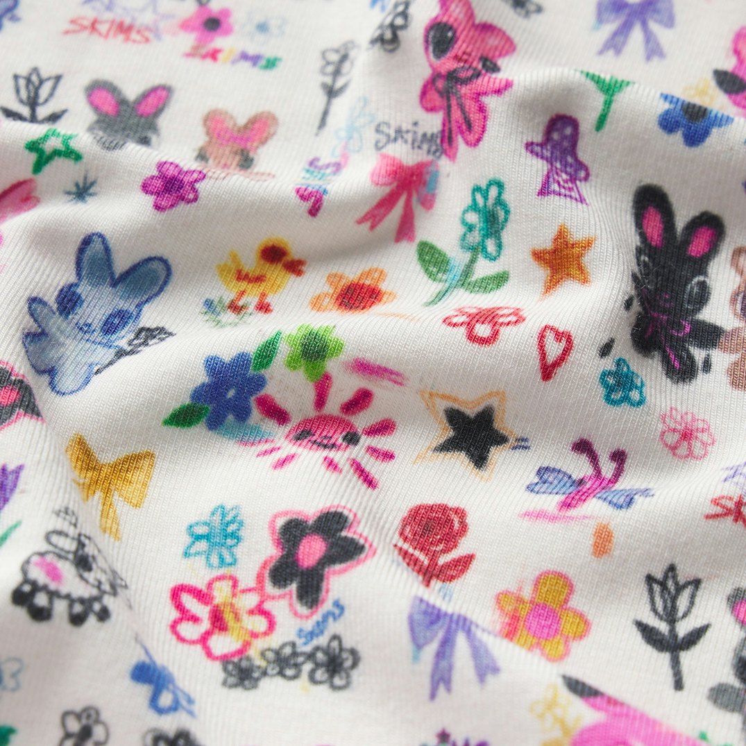 SKIMS SLEEP LONG SLEEVE BUTTON UP SET | MARBLE COOL BUNNY