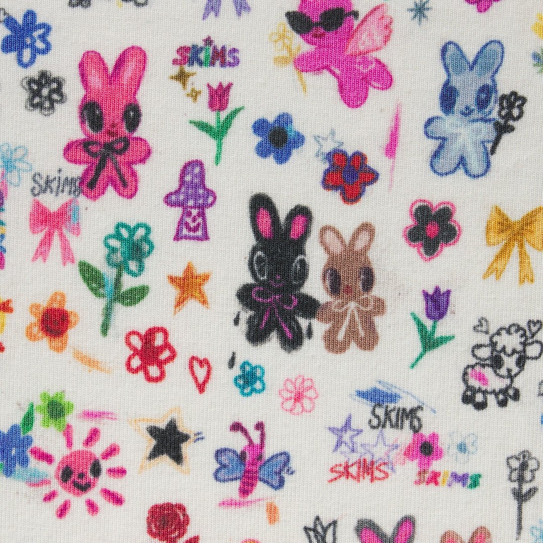 SKIMS SLEEP LONG SLEEVE BUTTON UP SET | MARBLE COOL BUNNY