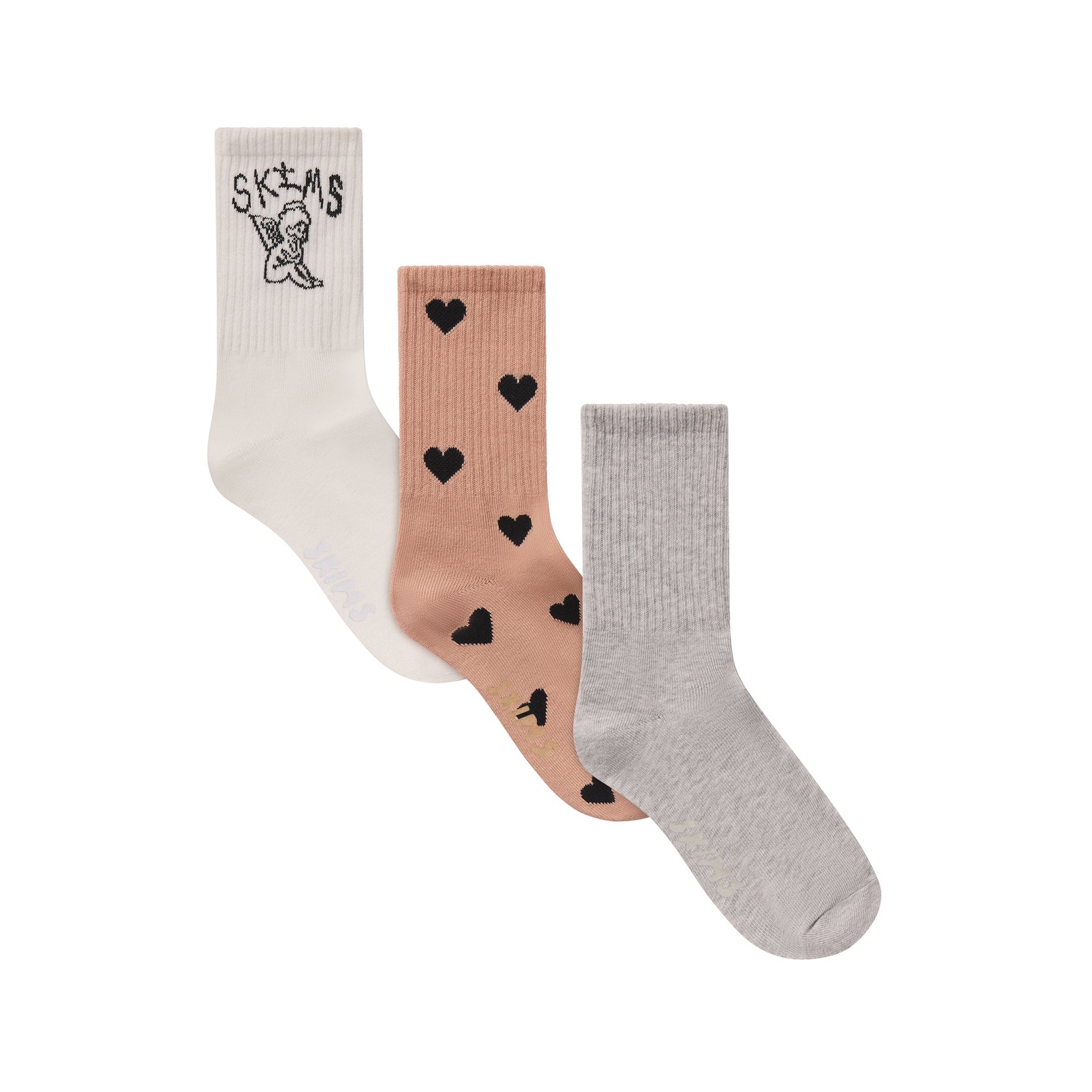 RIBBED CREW SOCK 3-PACK | SPACED HEARTS MULTI