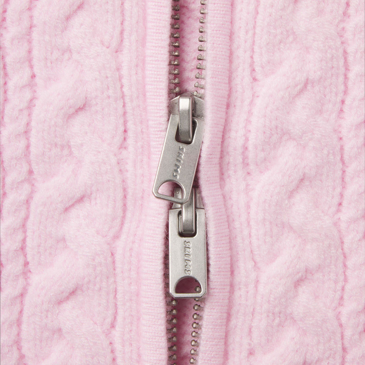 SWEATER KNIT CABLE ZIP UP HOODIE | CHERRY BLOSSOM