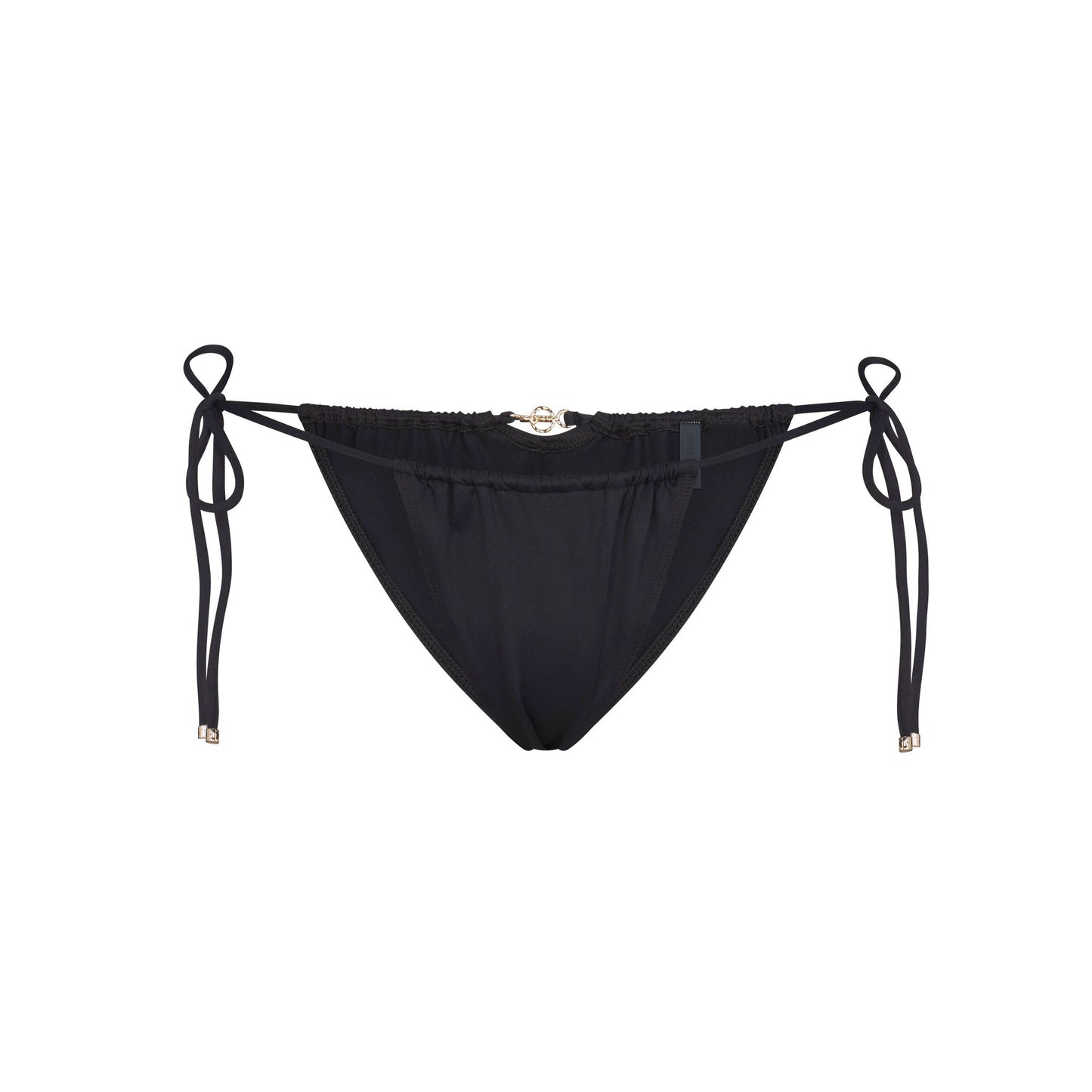 ICONIC SWIM HARDWARE TIE SIDE BIKINI BOTTOM | OBSIDIAN