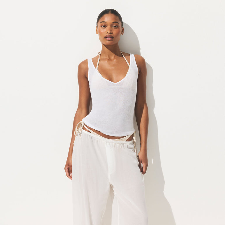 SHEER RIB V NECK TANK | SNOW