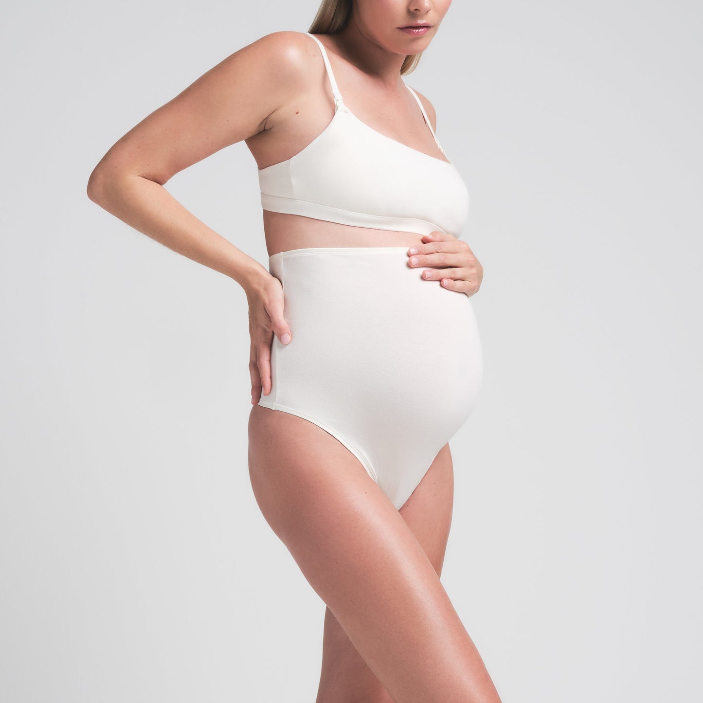 COTTON JERSEY MATERNITY NURSING SCOOP BRALETTE | MARBLE