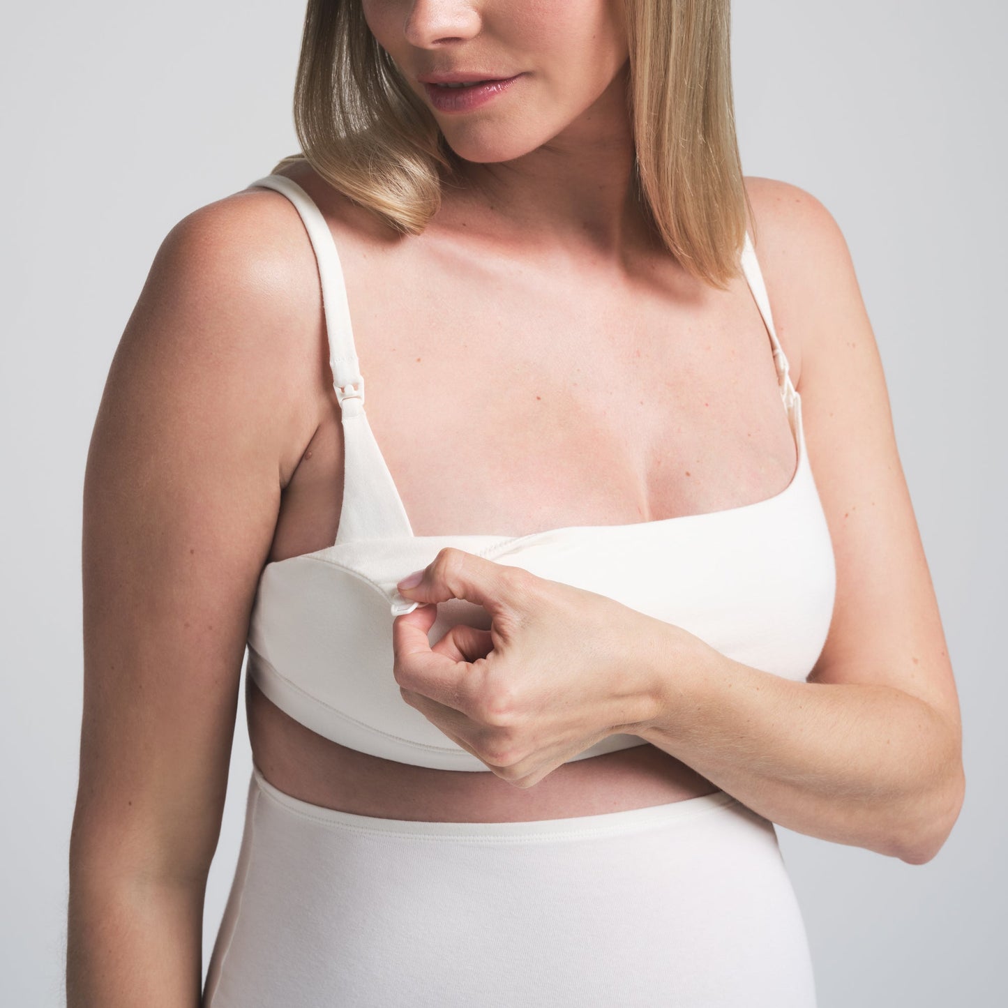 COTTON JERSEY MATERNITY NURSING SCOOP BRALETTE | MARBLE