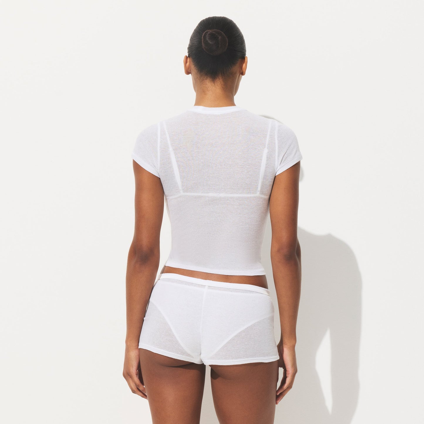 SHEER RIB T-SHIRT | SNOW