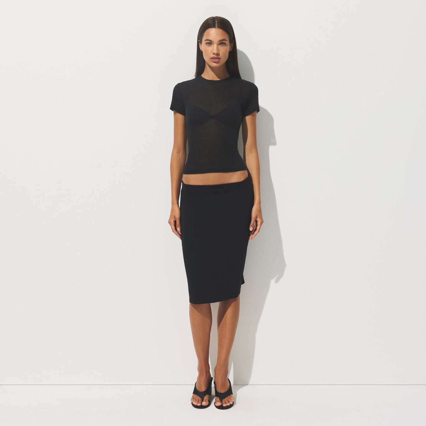 SHEER RIB T-SHIRT | SOOT