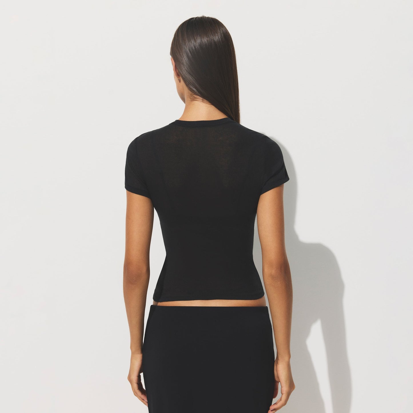 SHEER RIB T-SHIRT | SOOT