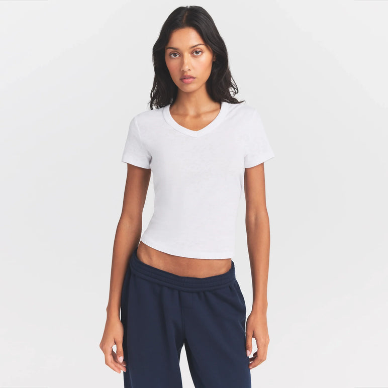 WORN IN JERSEY BABY V NECK TEE | SNOW