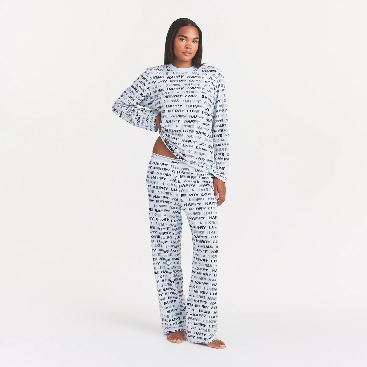 BOYFRIEND LONG SLEEVE AND LOOSE PANT SET | BLUE QUARTZ MERRY SKIMS