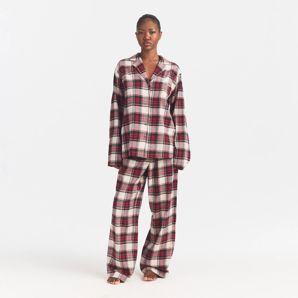 FLANNEL SLEEP LONG SLEEVE AND PANT SLEEP SET | BUFF MONTGOMERY CHECK