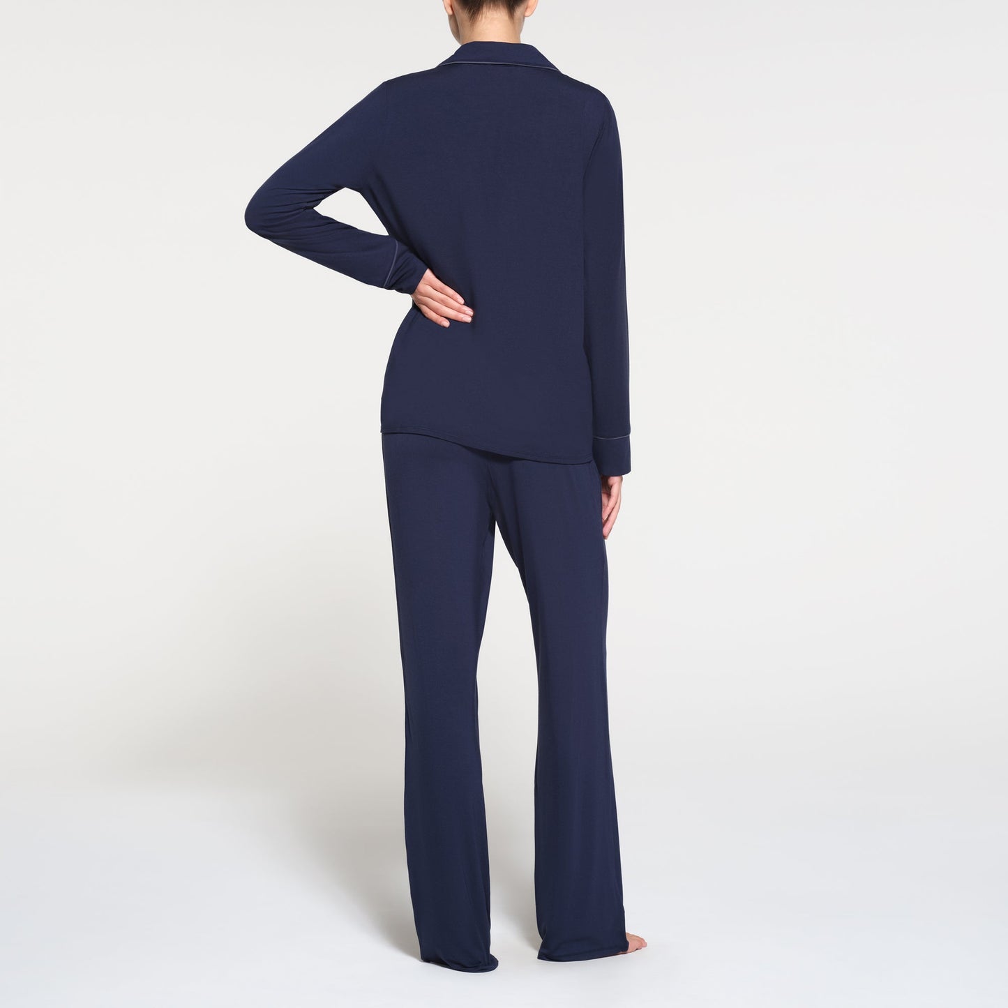 SKIMS SLEEP LONG SLEEVE BUTTON UP SET | NAVY