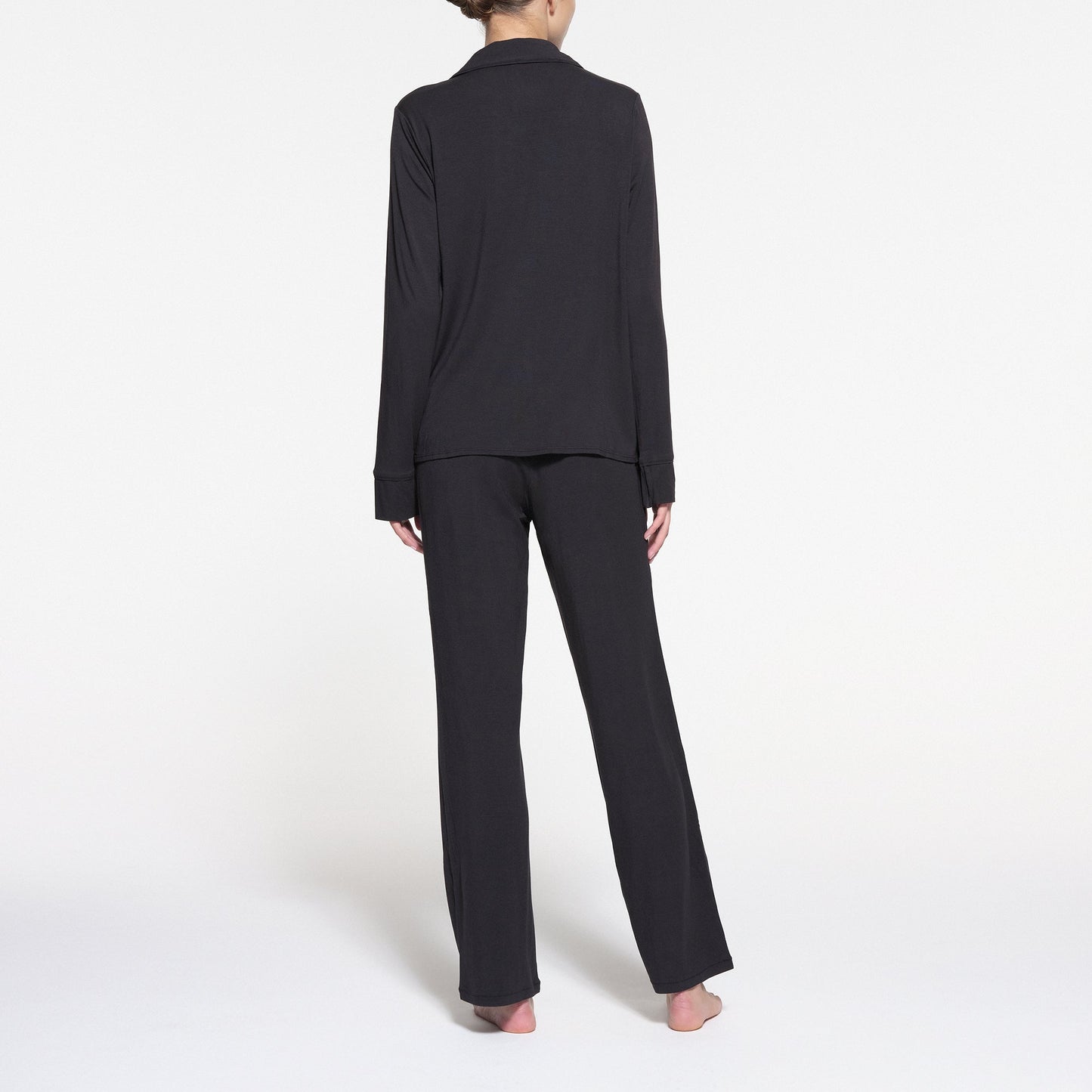 SKIMS SLEEP LONG SLEEVE BUTTON UP SET | ONYX