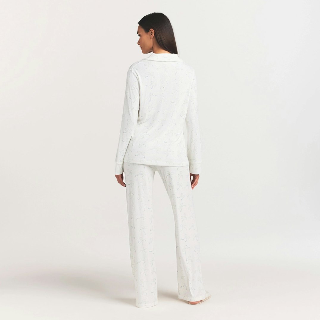 SOFT LOUNGE SLEEP SET | IVORY PEARL BOWS PRINT