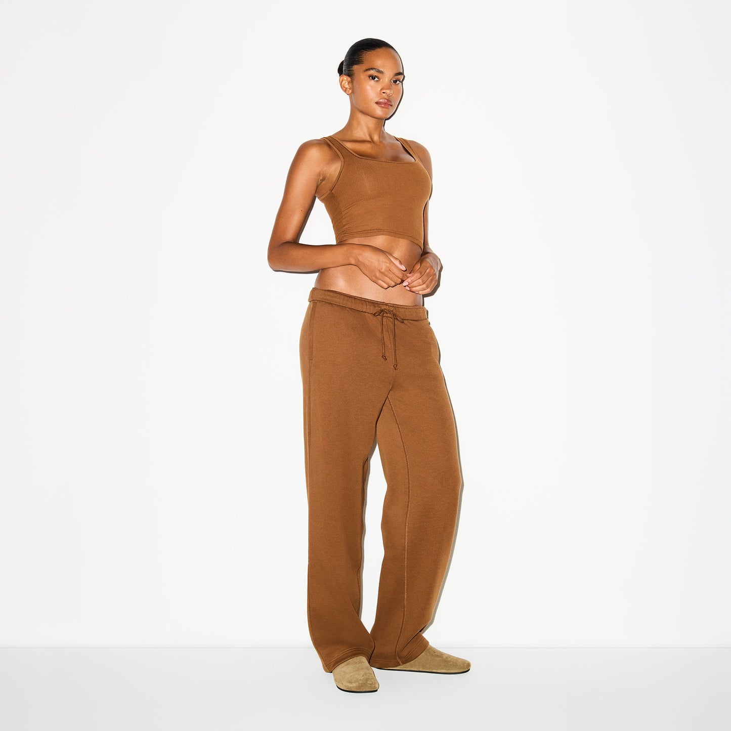 COTTON FLEECE CLASSIC STRAIGHT LEG PANT | BISON