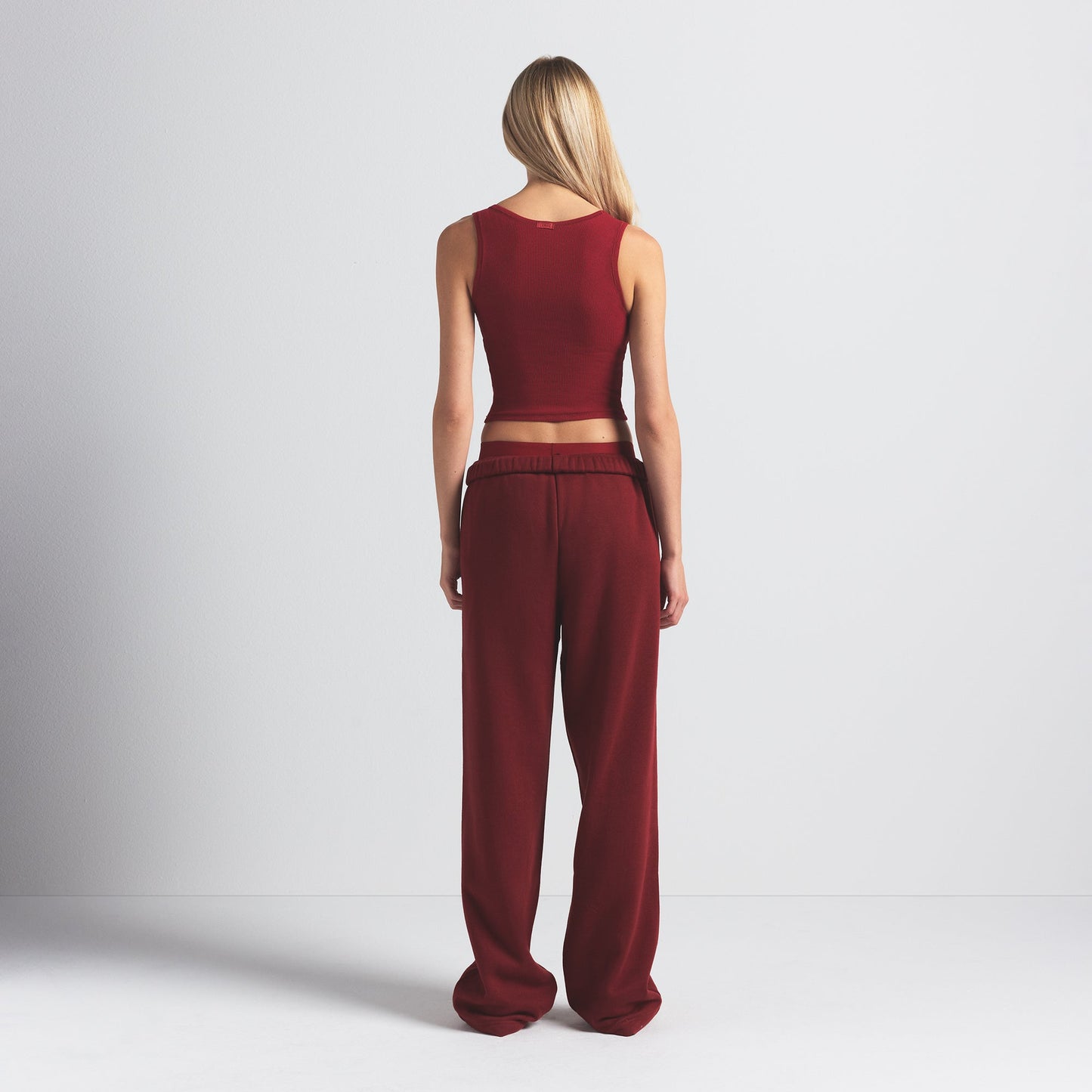 COTTON FLEECE CLASSIC STRAIGHT LEG PANT | MERLOT