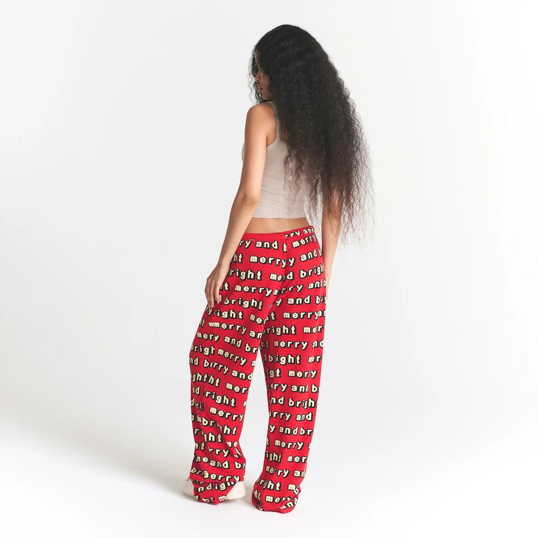 CACTUS PLANT FLEA MARKET X SKIMS HEAVY POINTELLE AND WAFFLE SLEEP SET| STONE JINGLE BELLS PRINT