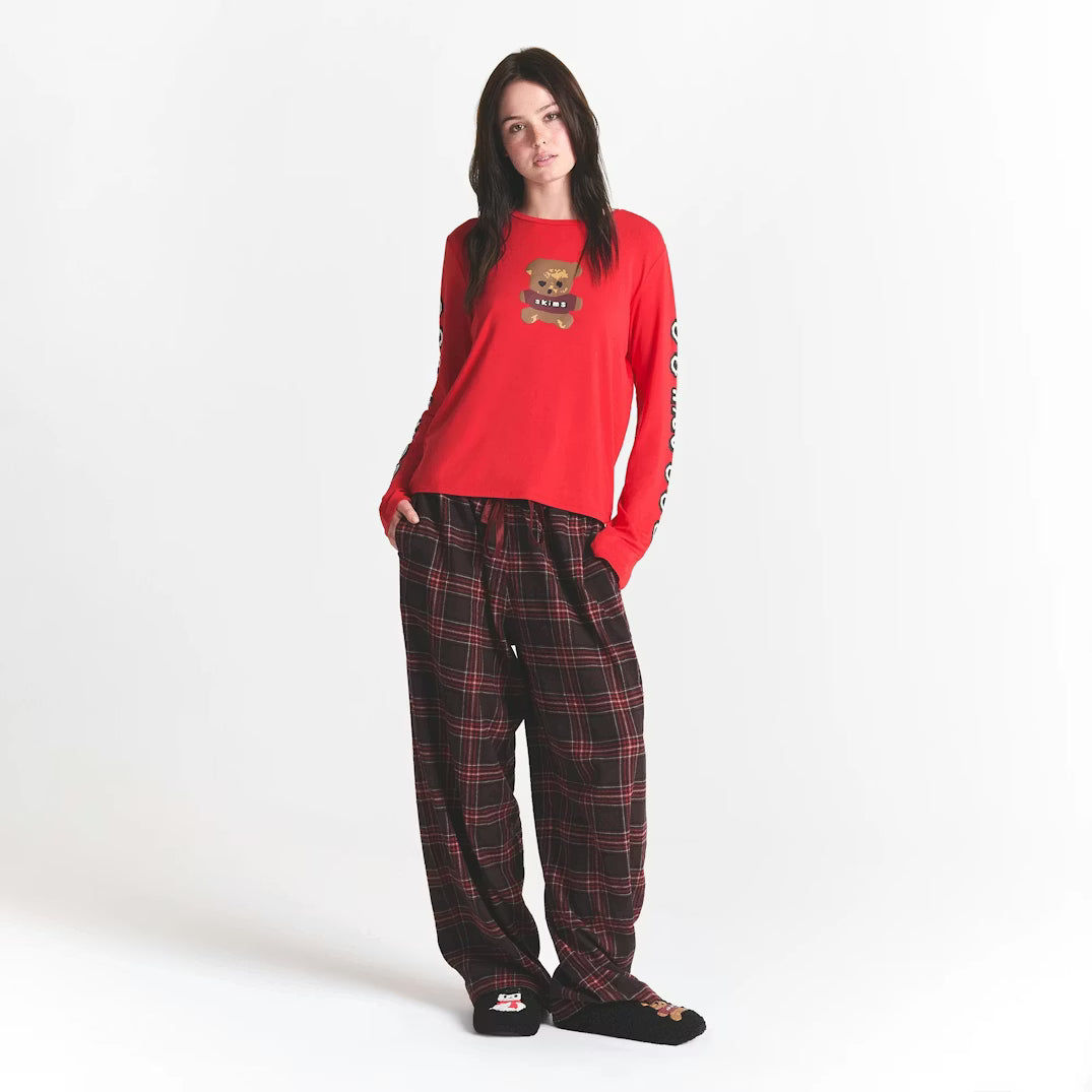 CACTUS PLANT FLEA MARKET X SKIMS SKIMS SLEEP FLANNEL PANT SET | RED BEAR PRINT