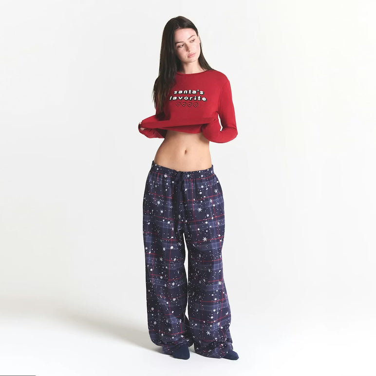 CACTUS PLANT FLEA MARKET X SKIMS SKIMS SLEEP FLANNEL PANT SET | SANTAS FAVORITE BRICK PRINT