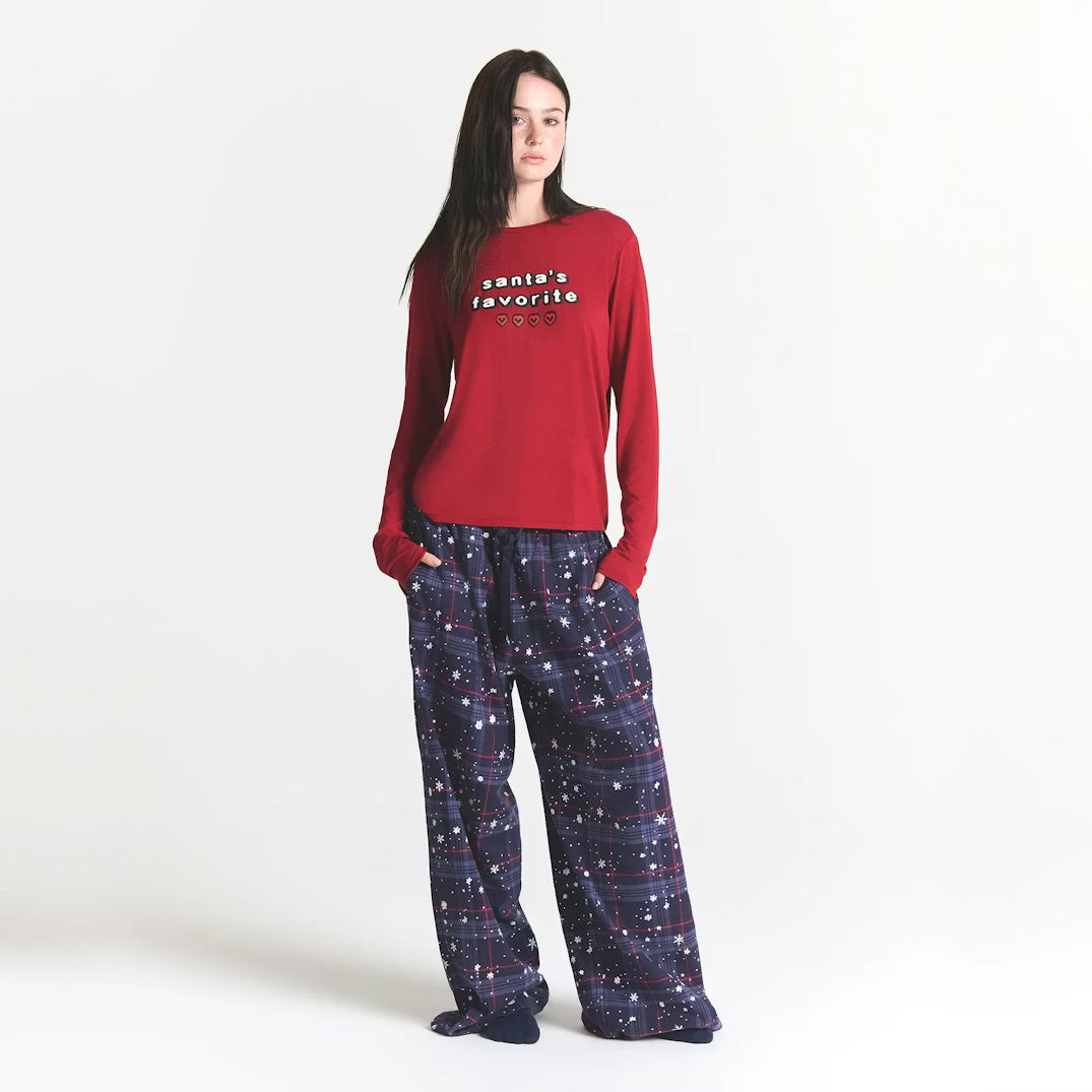 CACTUS PLANT FLEA MARKET X SKIMS SKIMS SLEEP FLANNEL PANT SET | SANTAS FAVORITE BRICK PRINT