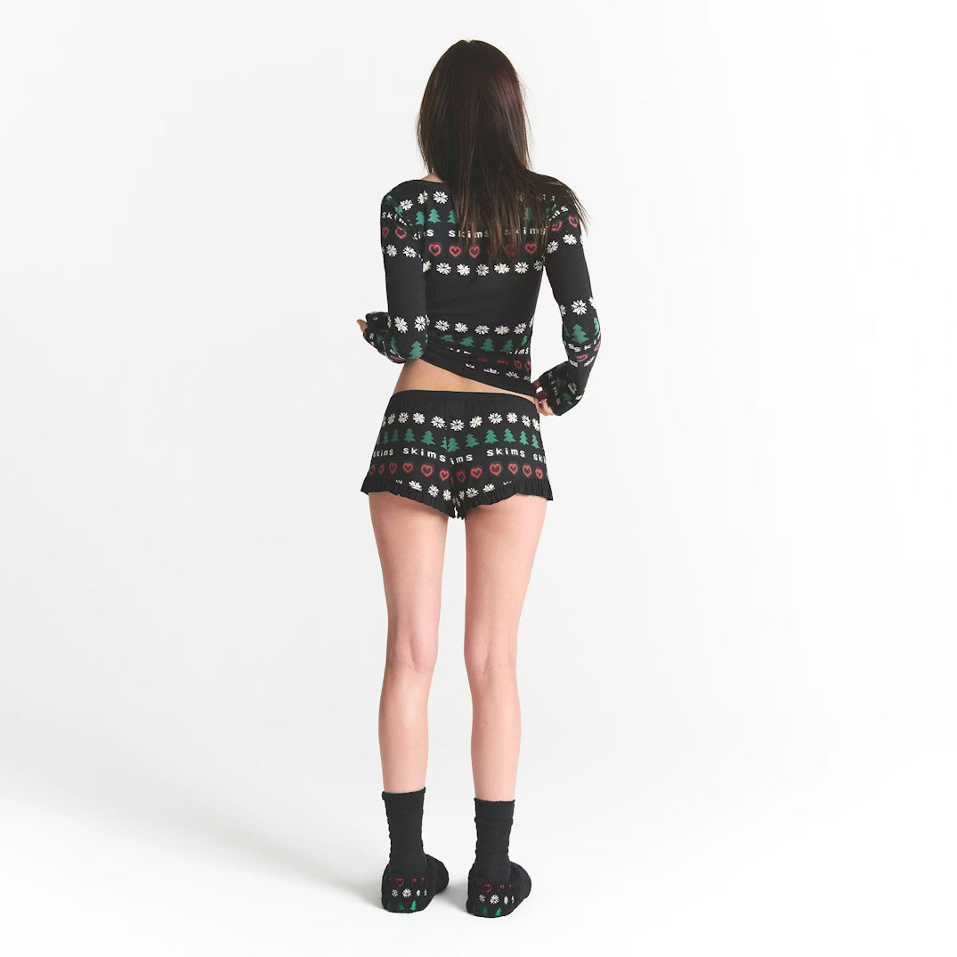 CACTUS PLANT FLEA MARKET X SKIMS SKIMS SLEEP SCOOP NECK SET | ONYX PINE FAIR ISLE