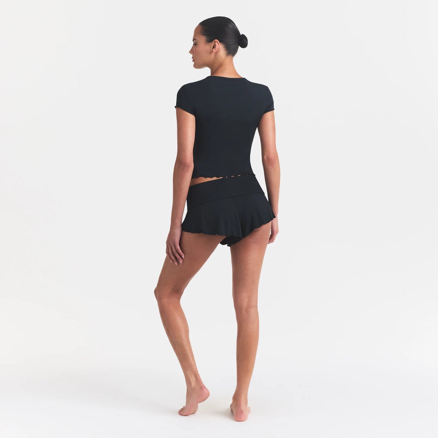 SKIMS SLEEP HENLEY AND FOLDOVER SHORT SET | ONYX