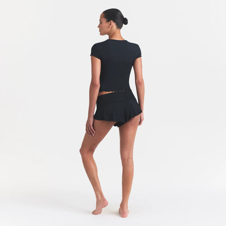 SKIMS SLEEP HENLEY AND FOLDOVER SHORT SET | ONYX