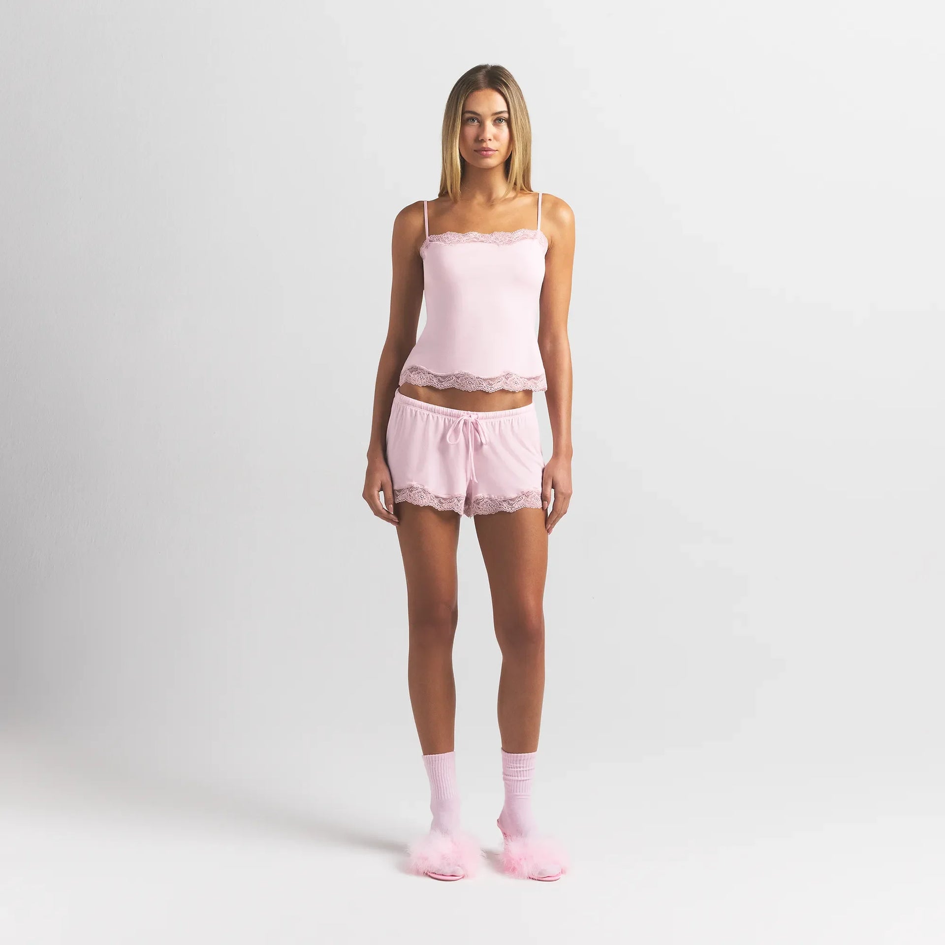 SKIMS SLEEP LACE CAMI AND SHORT SET | BLOOM