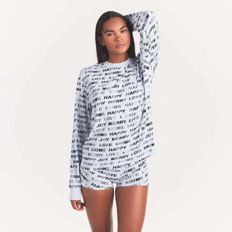 BOYFRIEND LONG SLEEVE AND MINI BOXER SET | BLUE QUARTZ MERRY SKIMS