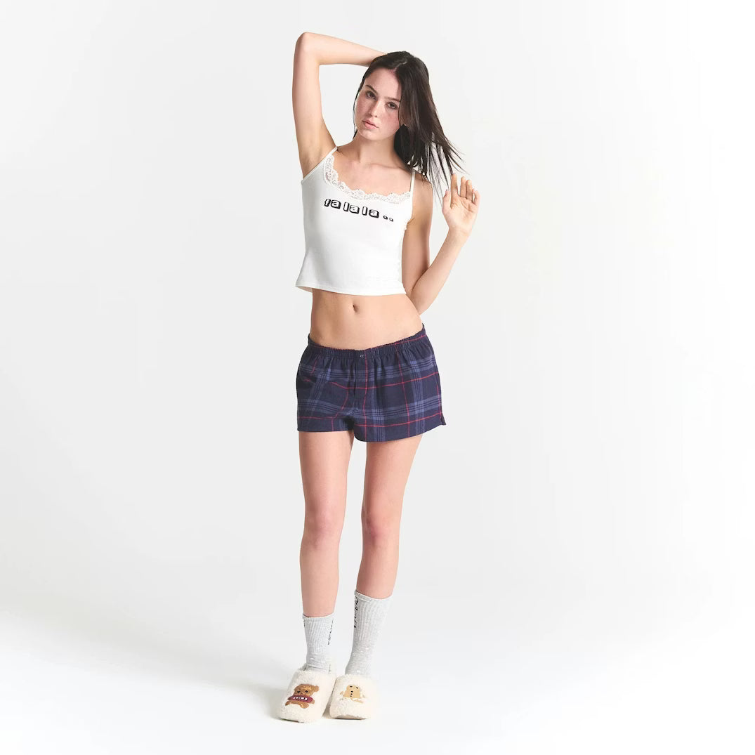 CACTUS PLANT FLEA MARKET X SKIMS SKIMS SLEEP LACE TANK AND FLANNEL SHORT SET | MARBLE FA LA LA PRINT