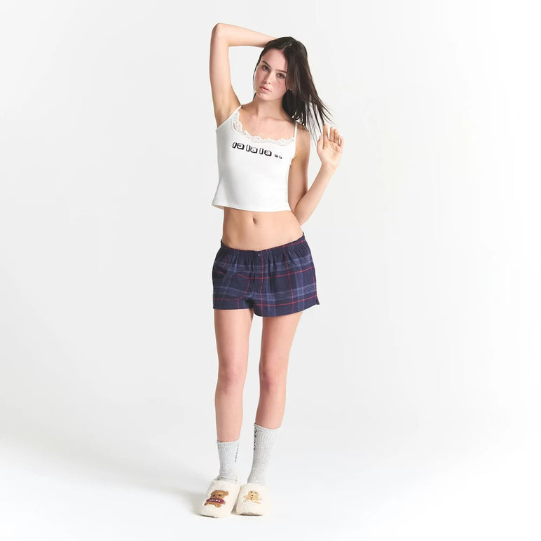 CACTUS PLANT FLEA MARKET X SKIMS SKIMS SLEEP LACE TANK AND FLANNEL SHORT SET | MARBLE FA LA LA PRINT